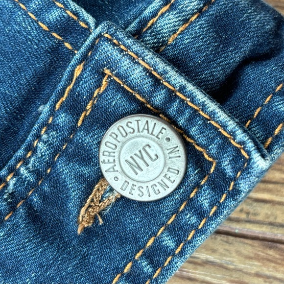 Aeropostale Distressed Jean Jacket in Dark Rinse, Size Small - Picture 10 of 11